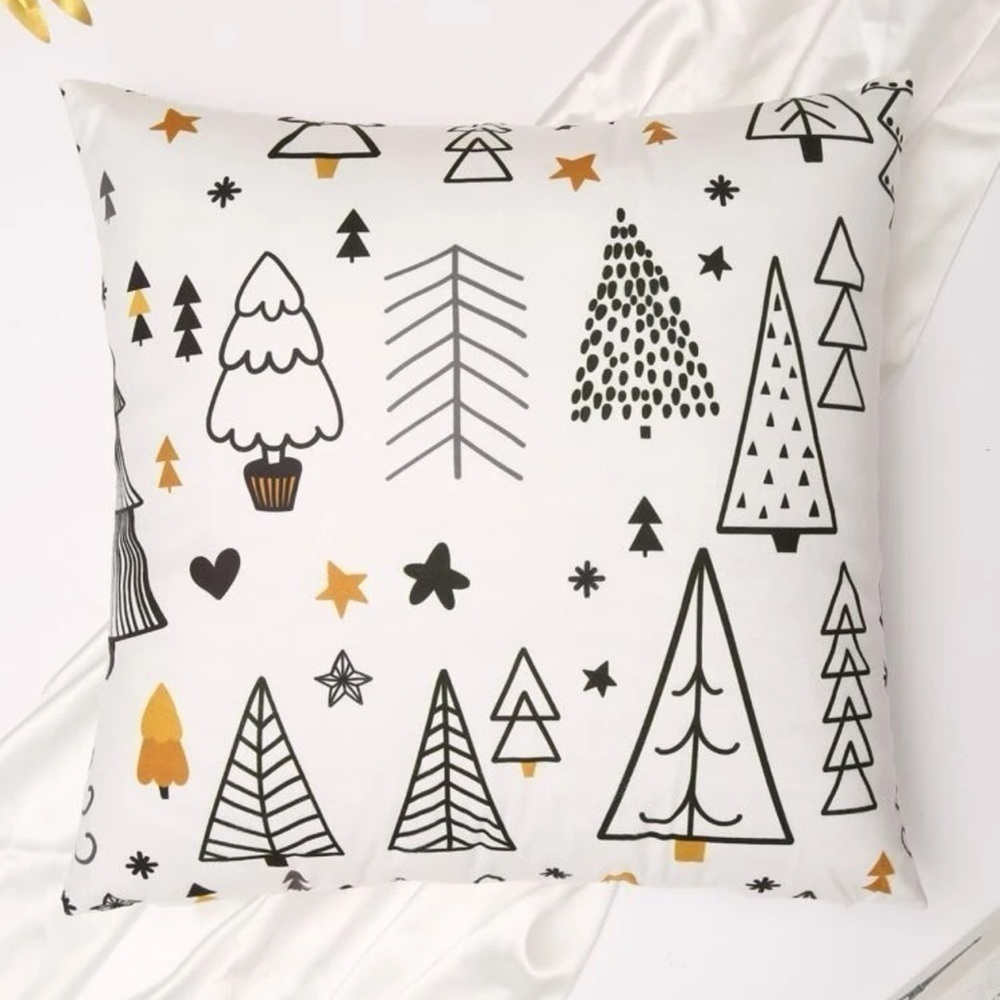 CHRISTMAS TREE PRINT THROW PILLOW COVER